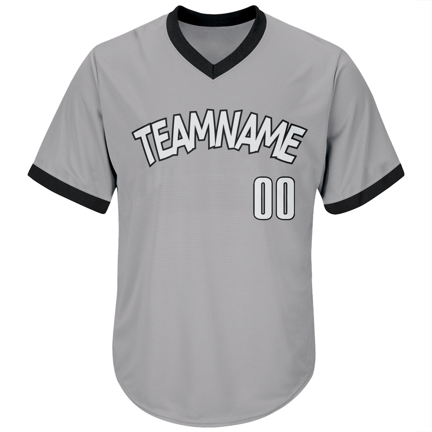 Custom Gray White-Black Authentic Throwback Rib-Knit Baseball Jersey Shirt baseball jersey product view 2