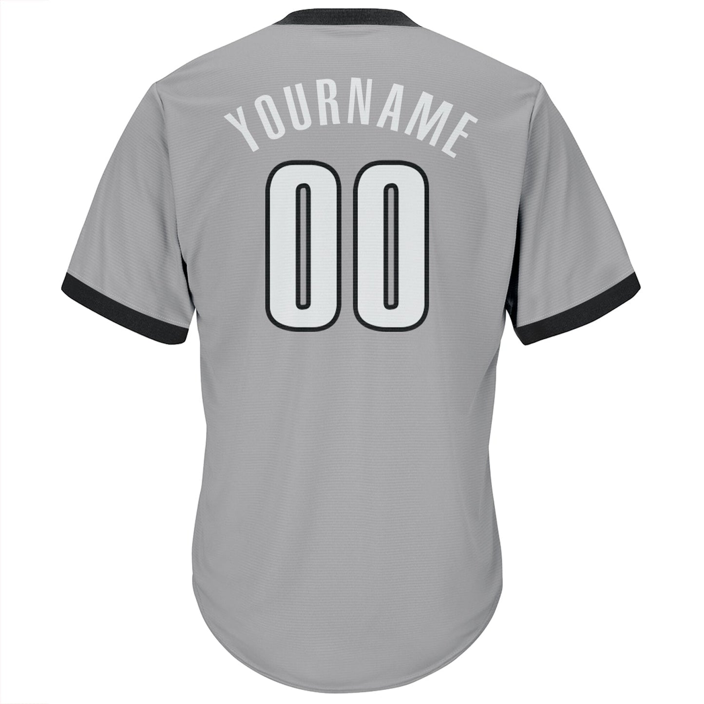Custom Gray White-Black Authentic Throwback Rib-Knit Baseball Jersey Shirt baseball jersey product view 3
