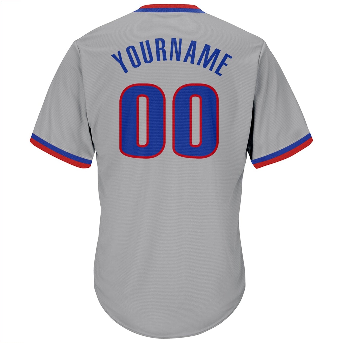 Custom Gray Royal-Red Authentic Throwback Rib-Knit Baseball Jersey Shirt baseball jersey product view 3