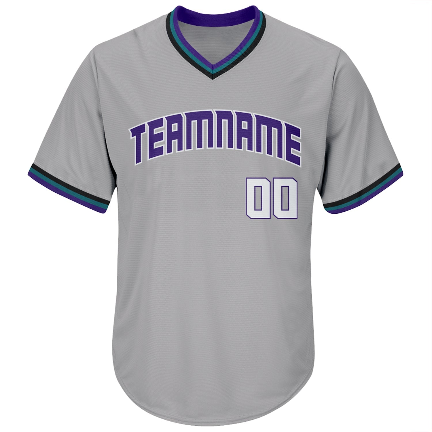 Custom Gray White-Purple Authentic Throwback Rib-Knit Baseball Jersey Shirt baseball jersey product view 2