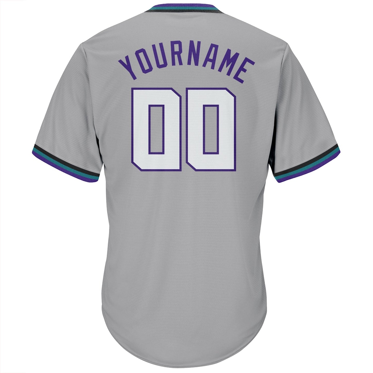 Custom Gray White-Purple Authentic Throwback Rib-Knit Baseball Jersey Shirt baseball jersey product view 3