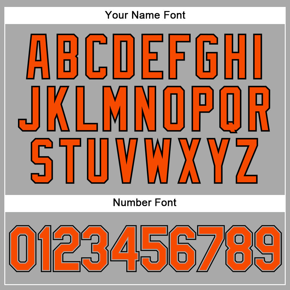 Custom Gray Black Pinstripe Orange-Black Authentic Baseball Jersey baseball jersey product view 5