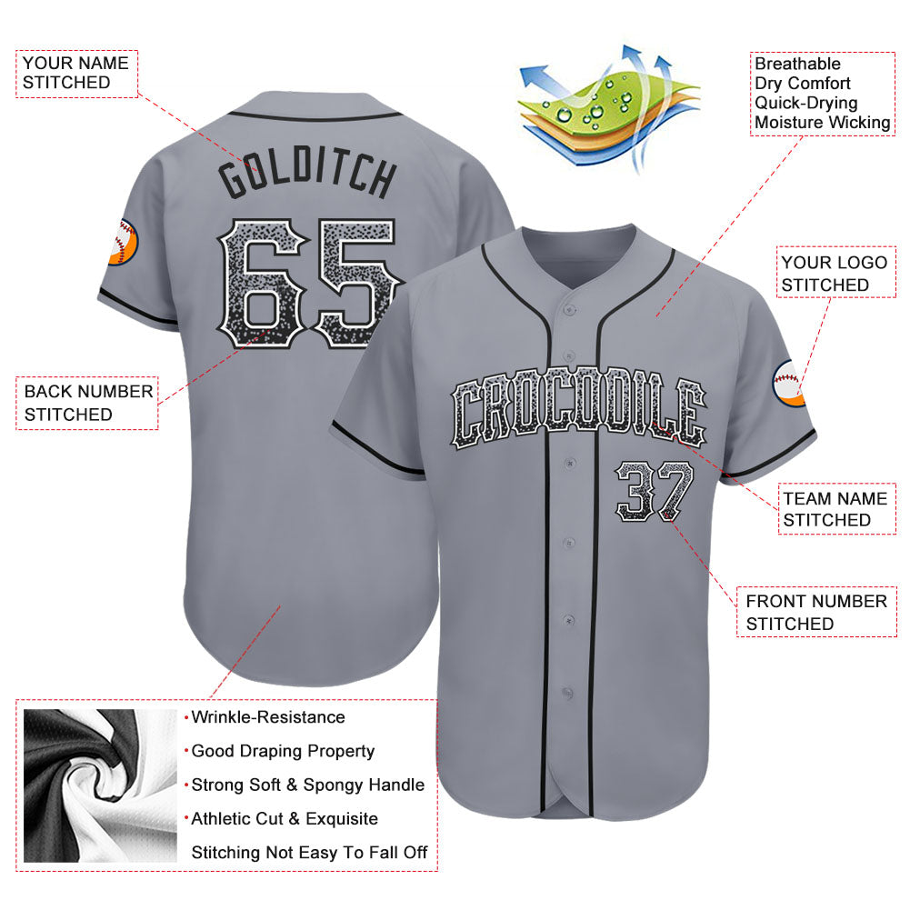 Custom Gray Black-White Authentic Drift Fashion Baseball Jersey baseball jersey product view 3
