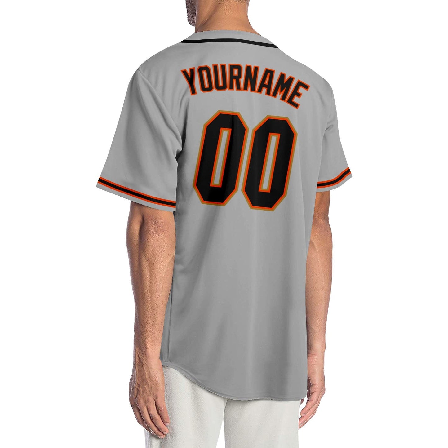 Custom Gray Black-Orange Authentic Baseball Jersey baseball jersey product view 2