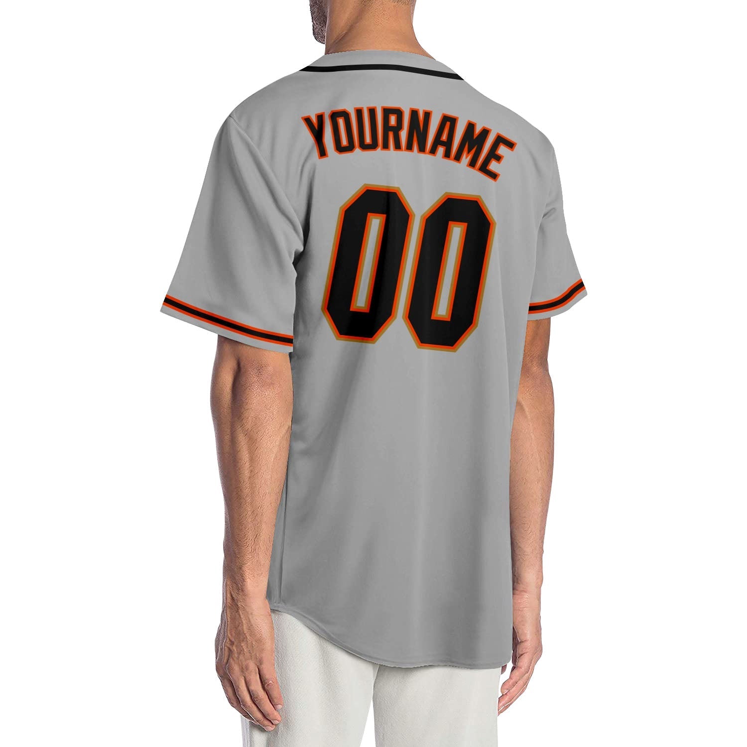 Custom Gray Black-Orange Authentic Baseball Jersey baseball jersey product view 2