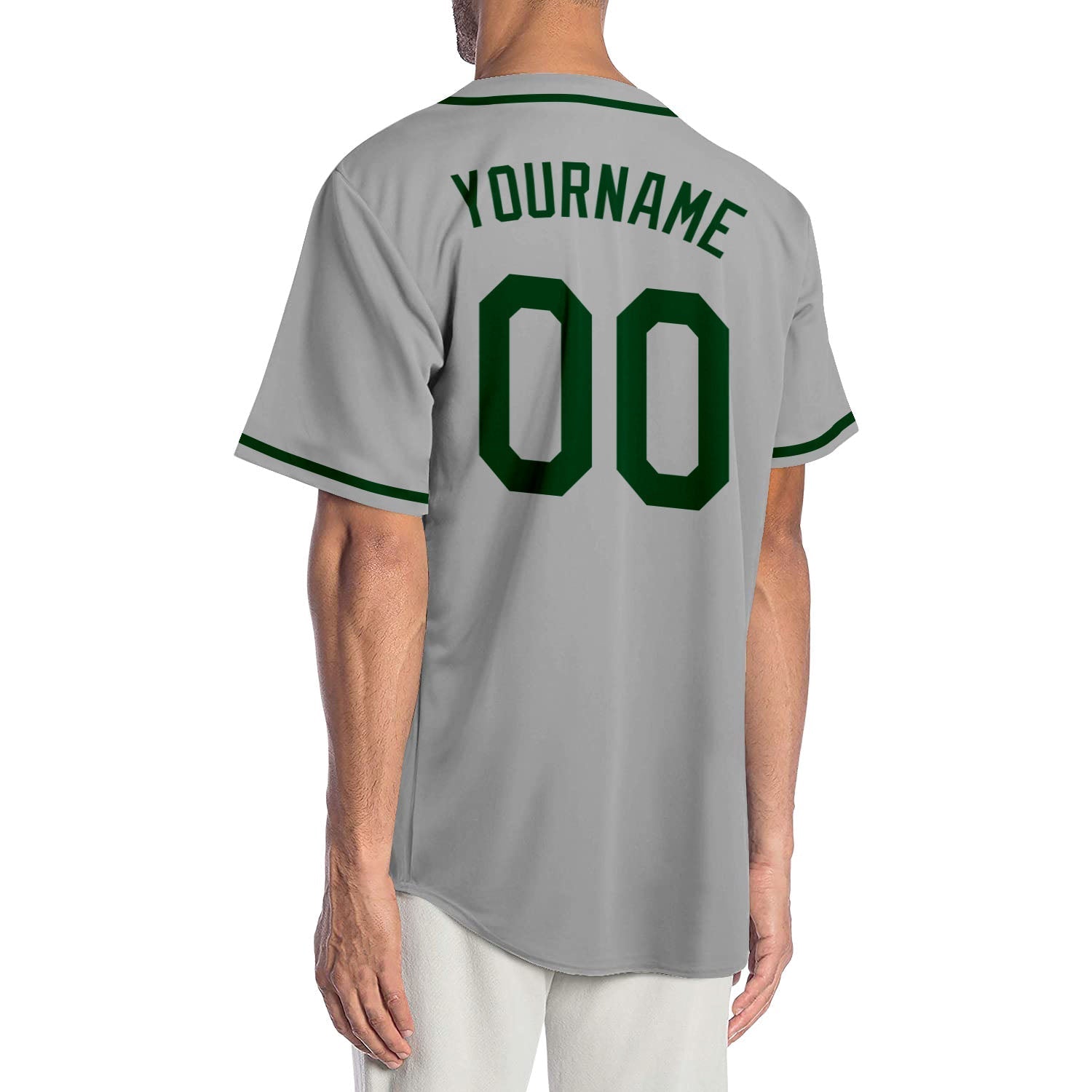 Custom Gray Green-Black Authentic Baseball Jersey baseball jersey product view 2
