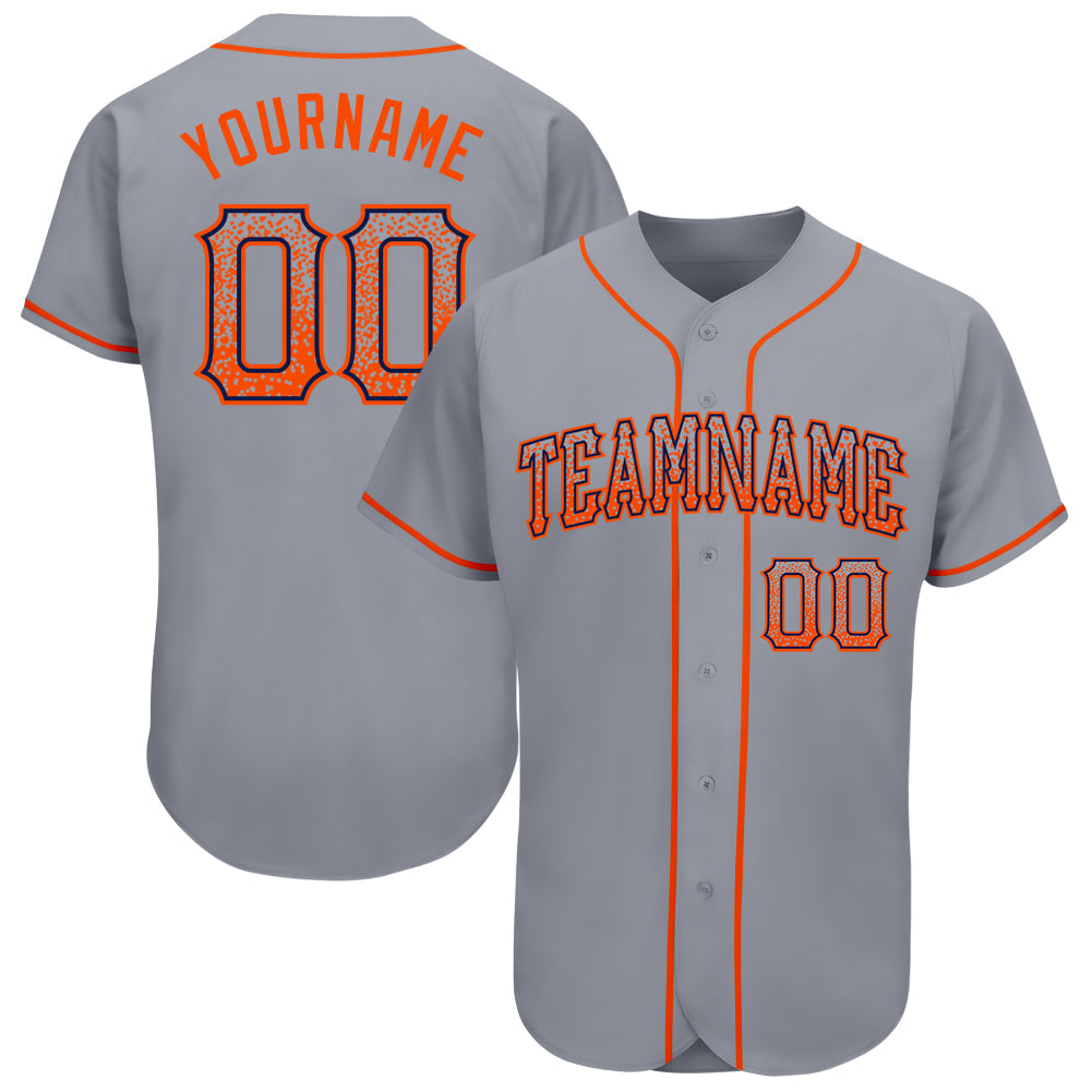 Custom Gray Orange-Navy Authentic Drift Fashion Baseball Jersey baseball jersey product view 1