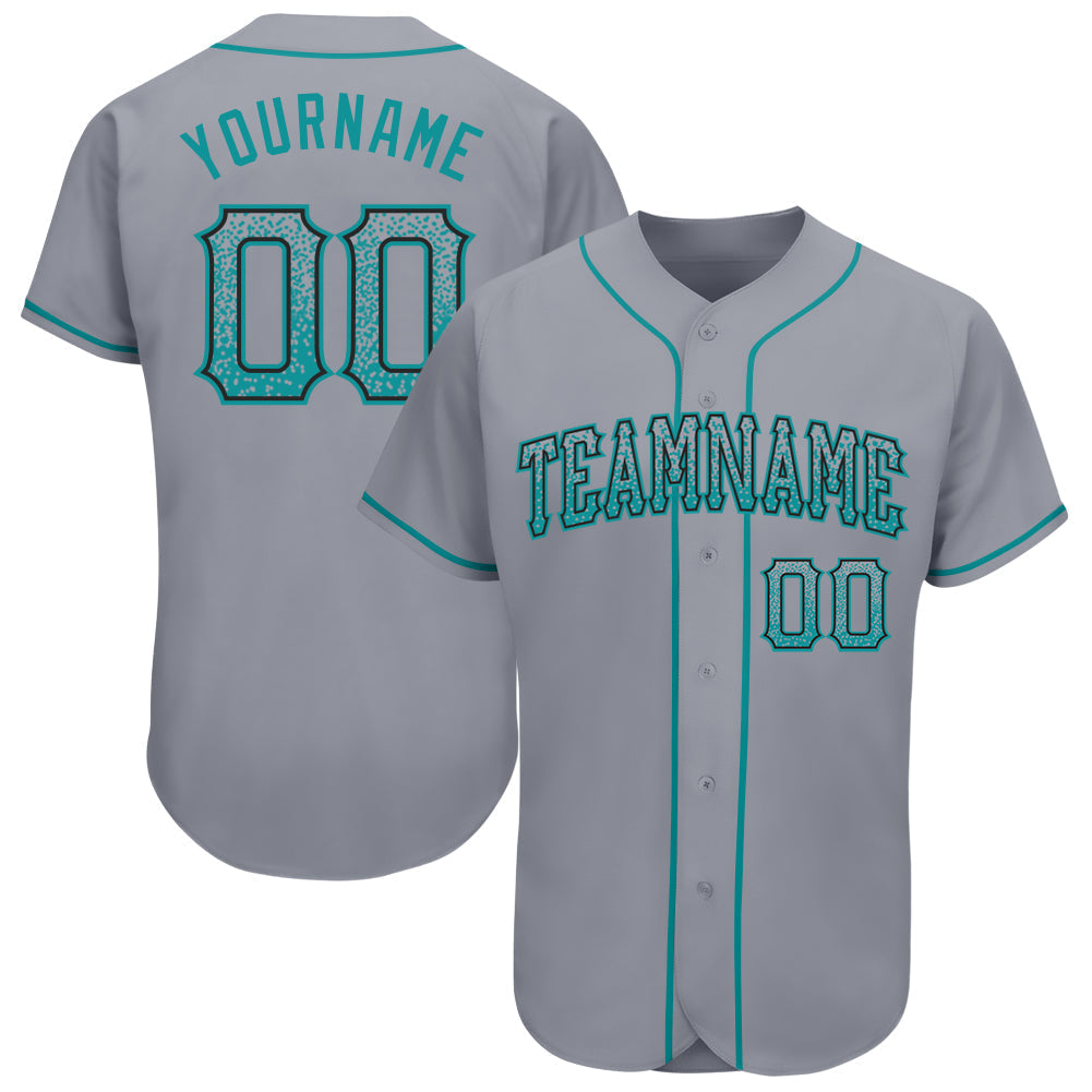 Custom Gray Teal-Black Authentic Drift Fashion Baseball Jersey baseball jersey product view 1