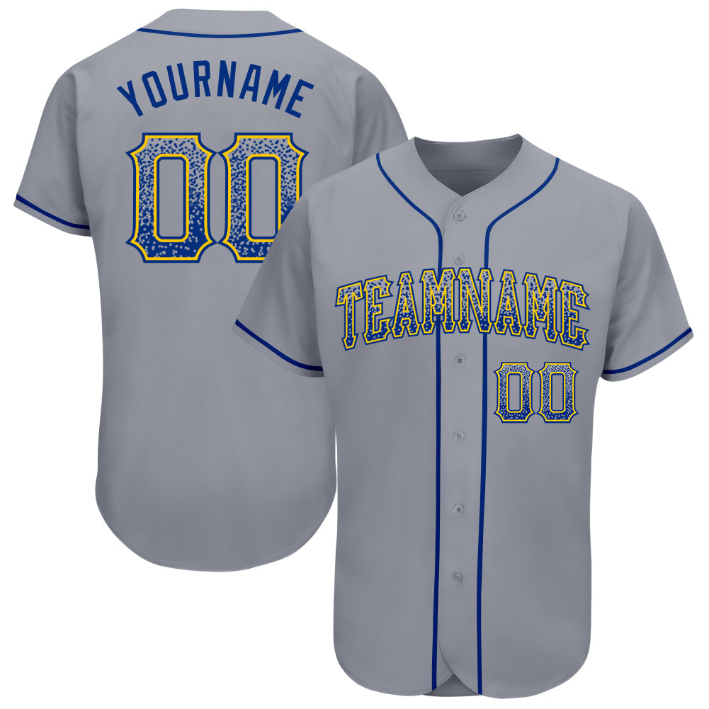 Custom Gray Royal-Gold Authentic Drift Fashion Baseball Jersey baseball jersey product view 1