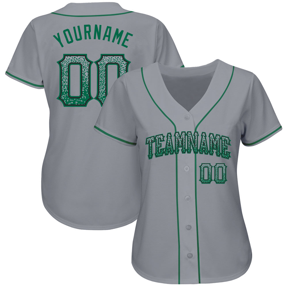 Custom Gray Kelly Green-Black Authentic Drift Fashion Baseball Jersey baseball jersey product view 2
