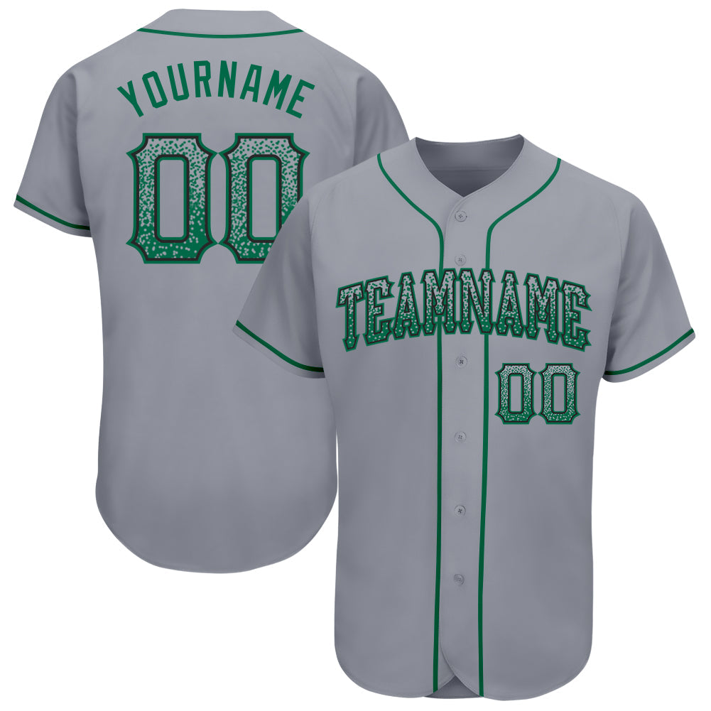 Custom Gray Kelly Green-Black Authentic Drift Fashion Baseball Jersey baseball jersey product view 1