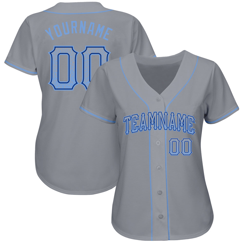 Custom Gray Light Blue-Royal Authentic Drift Fashion Baseball Jersey baseball jersey product view 2