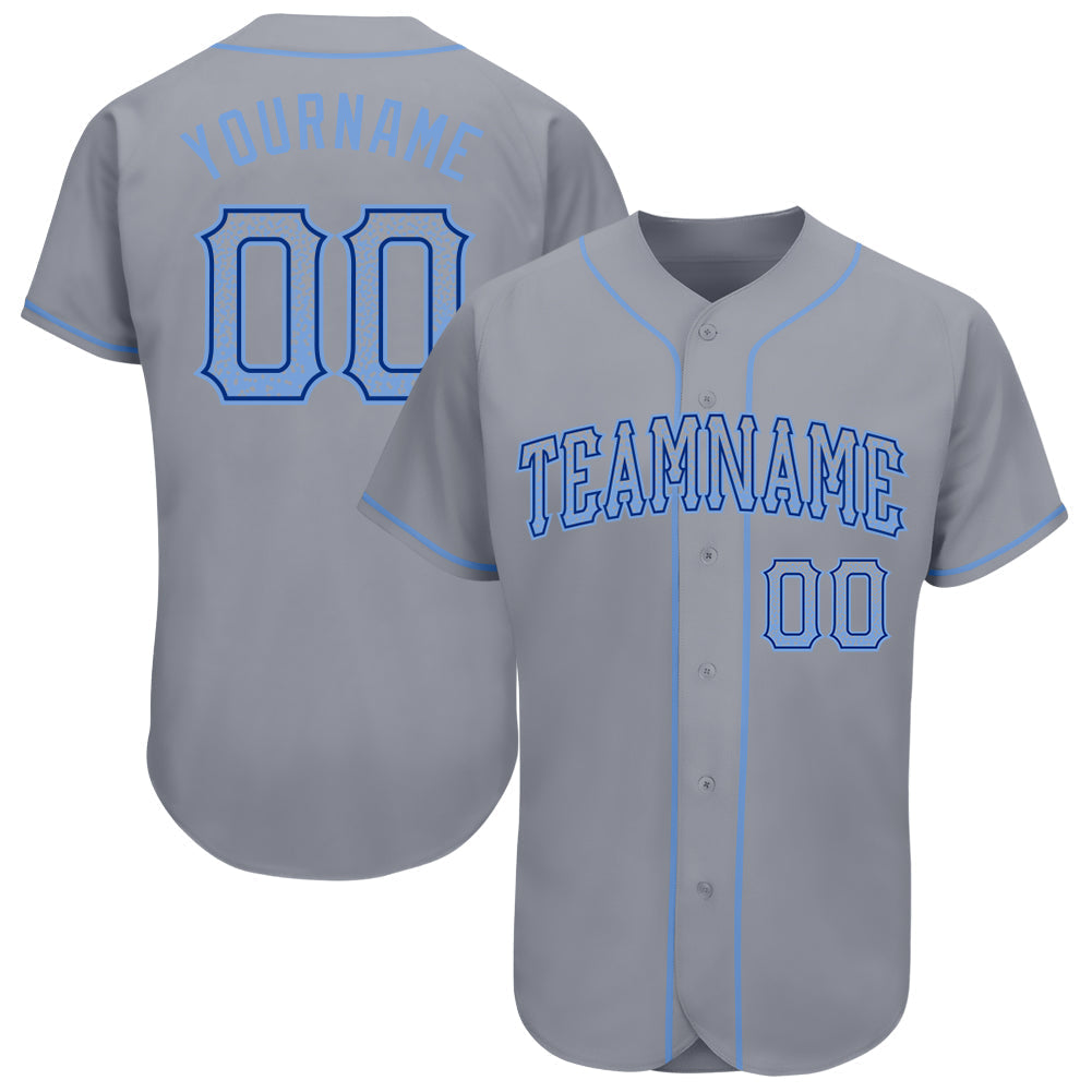Custom Gray Light Blue-Royal Authentic Drift Fashion Baseball Jersey baseball jersey product view 1