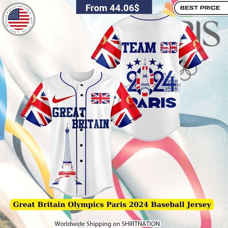 Great Britain Olympics Paris 2024 Baseball Jersey baseball jersey product view 1