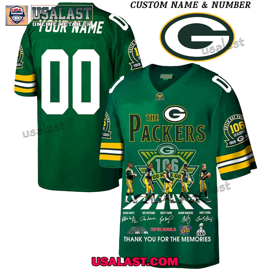 Green Bay Packers 106th Anniversary V-neck Jersey Shirt football jersey product view 1