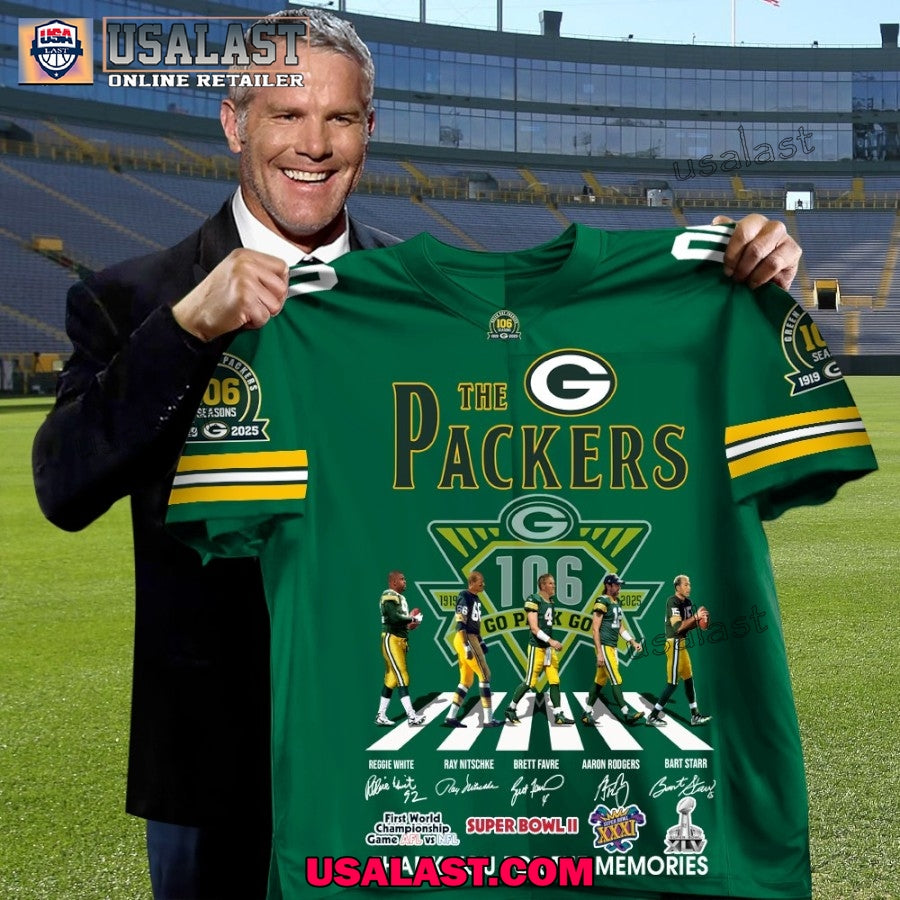 Green Bay Packers 106th Anniversary V-neck Jersey Shirt football jersey product view 2