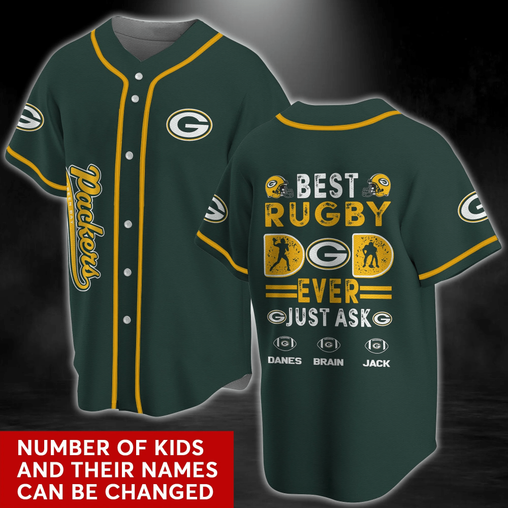 Green Bay Packers Baseball Jersey Shirt with Personalized Name - Aopprinter baseball jersey product view 2