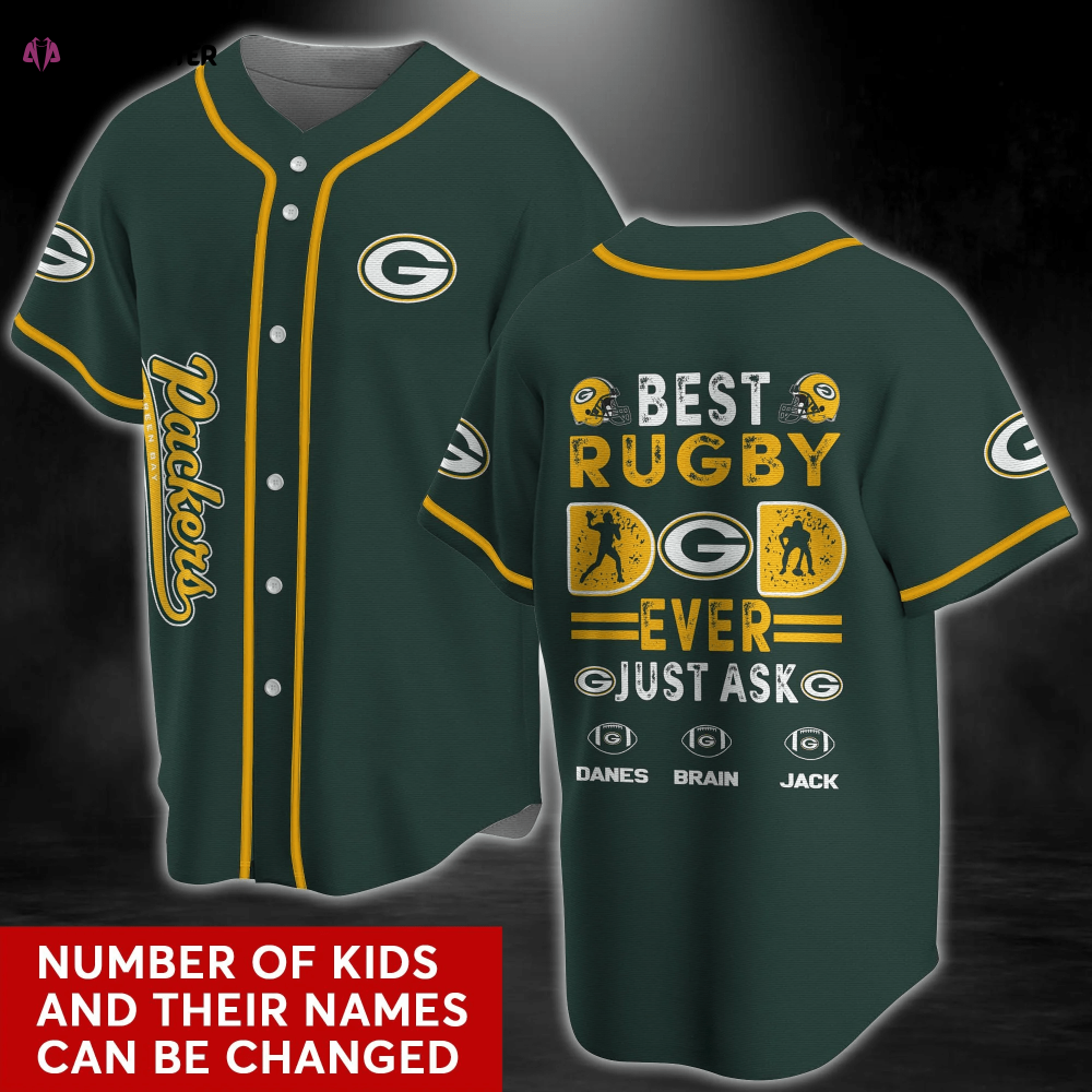 Green Bay Packers Baseball Jersey Shirt with Personalized Name - Aopprinter baseball jersey product view 1