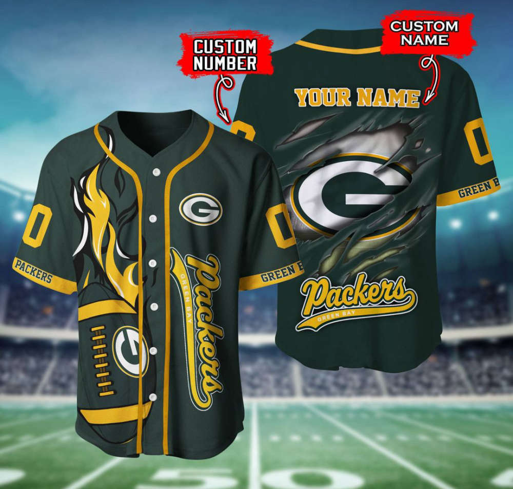 Green Bay Packers Personalized Baseball Jersey Gift For Men Women - lylyprint.com baseball jersey product view 2