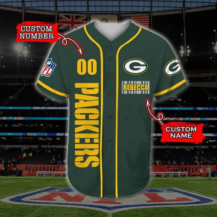 Green Bay Packers Personalized Baseball Jersey Fan Gifts - lylyprint.com baseball jersey product view 4
