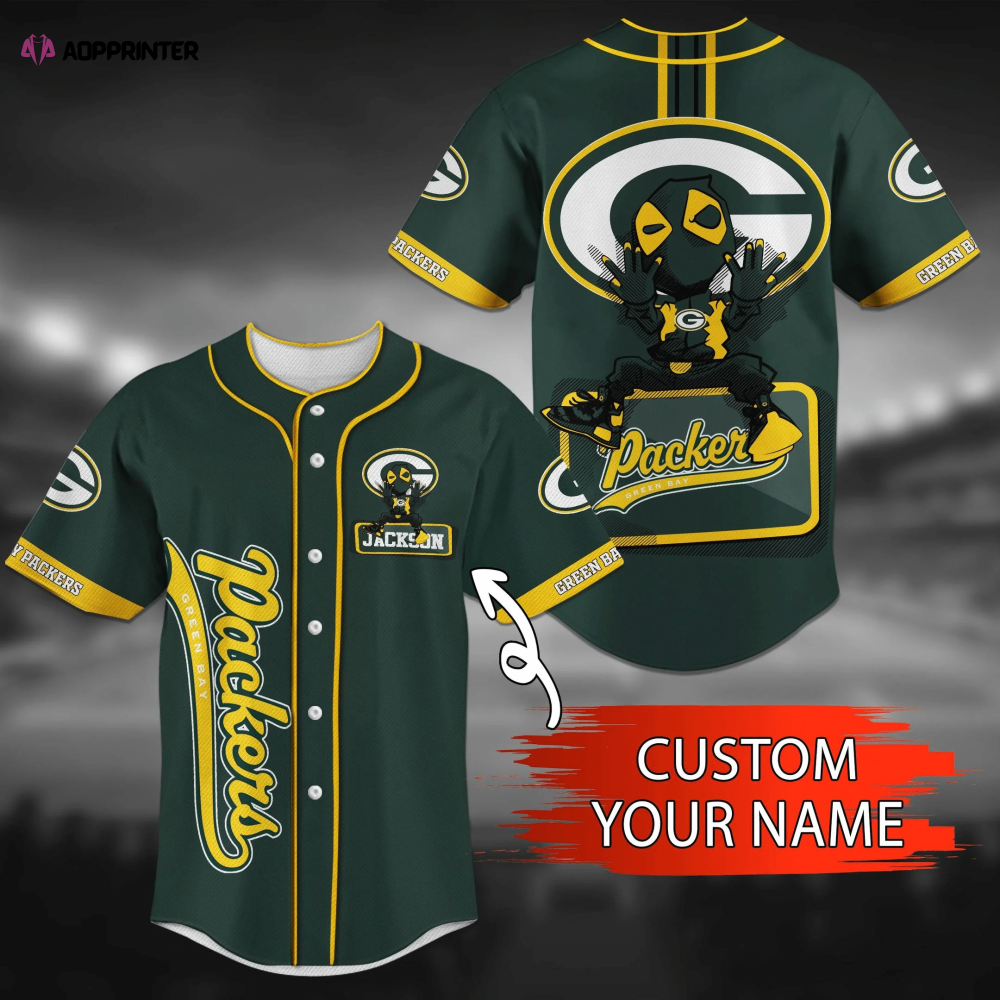 Green Bay Packers Sporty Baseball Jersey Shirt with Personalized Name - Aopprinter baseball jersey product view 1