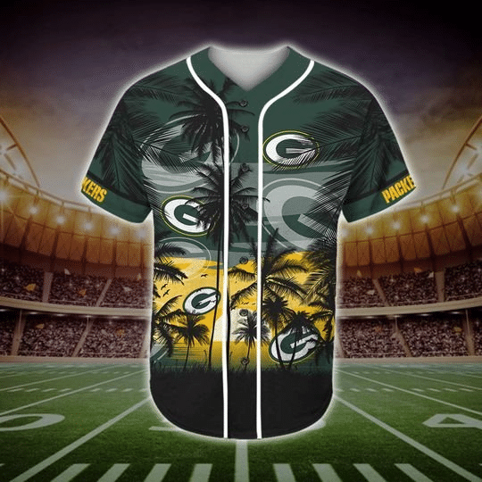 Green Bay Packers Tropical Baseball Jersey Gifts for Fans - lylyprint.com baseball jersey product view 2