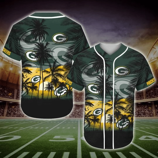 Green Bay Packers Tropical Baseball Jersey Gifts for Fans - lylyprint.com baseball jersey product view 3