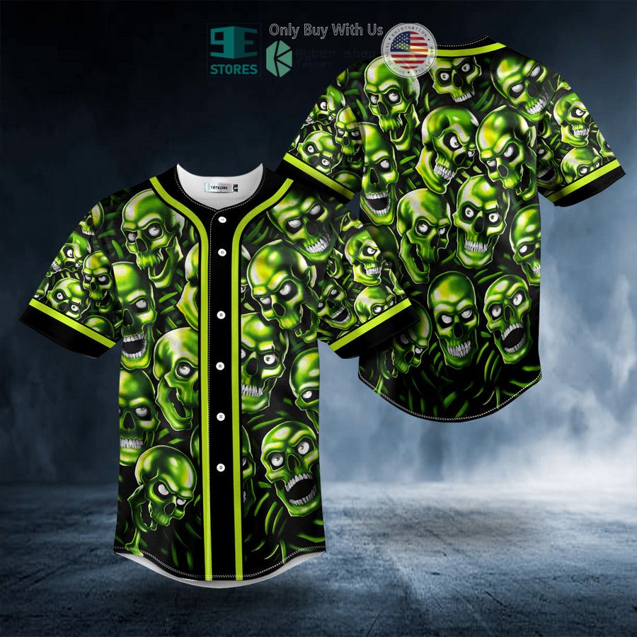 BEST Green Pile Skull Baseball Shirt baseball jersey product view 1
