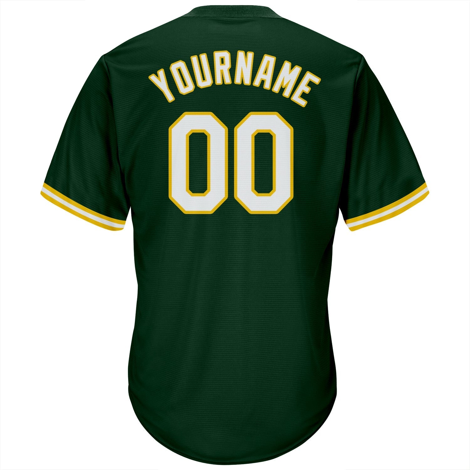 Custom Green White-Gold Authentic Throwback Rib-Knit Baseball Jersey Shirt baseball jersey product view 3