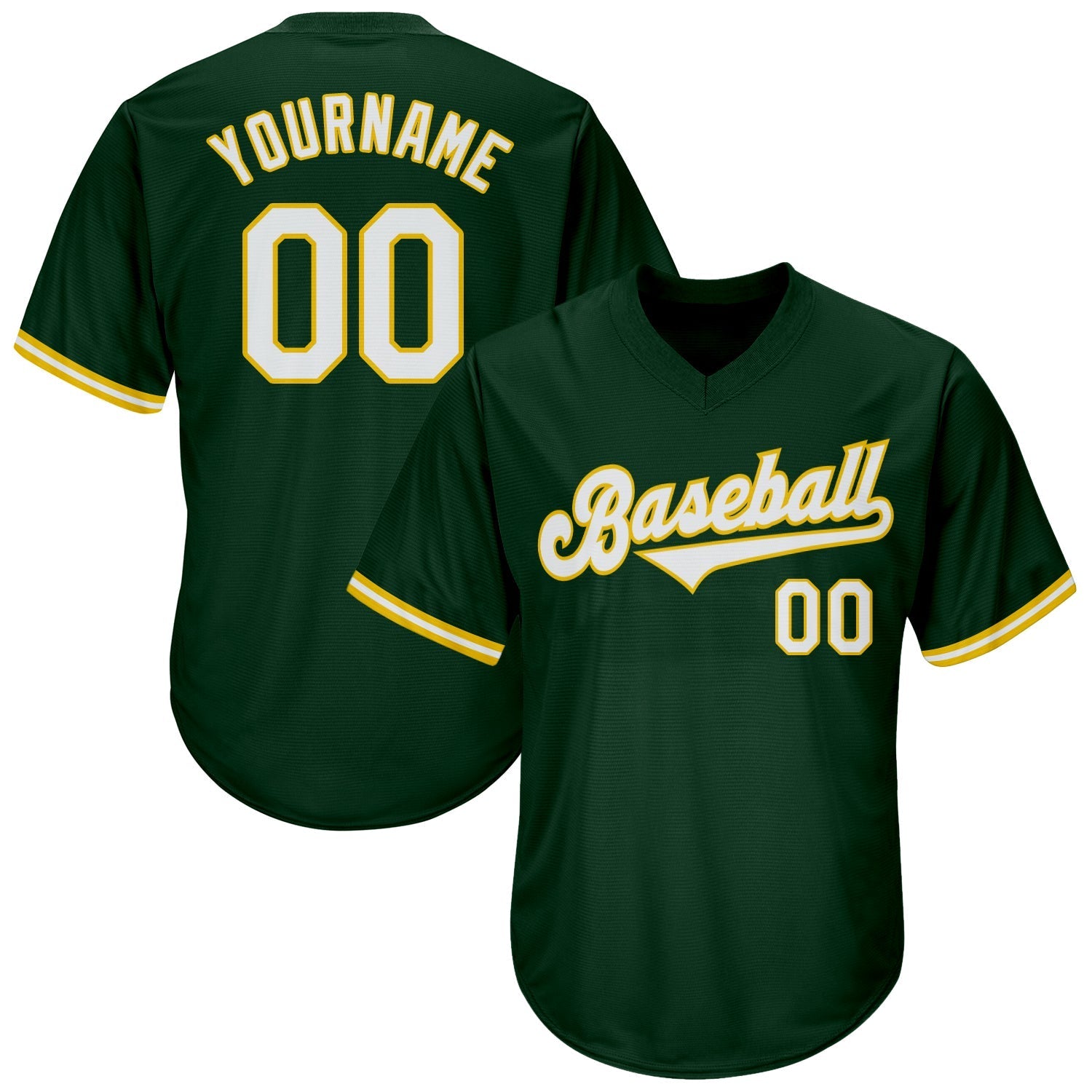 Custom Green White-Gold Authentic Throwback Rib-Knit Baseball Jersey Shirt baseball jersey product view 1