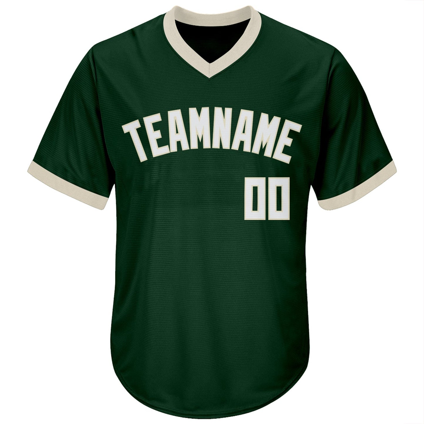Custom Green White-Cream Authentic Throwback Rib-Knit Baseball Jersey Shirt baseball jersey product view 3
