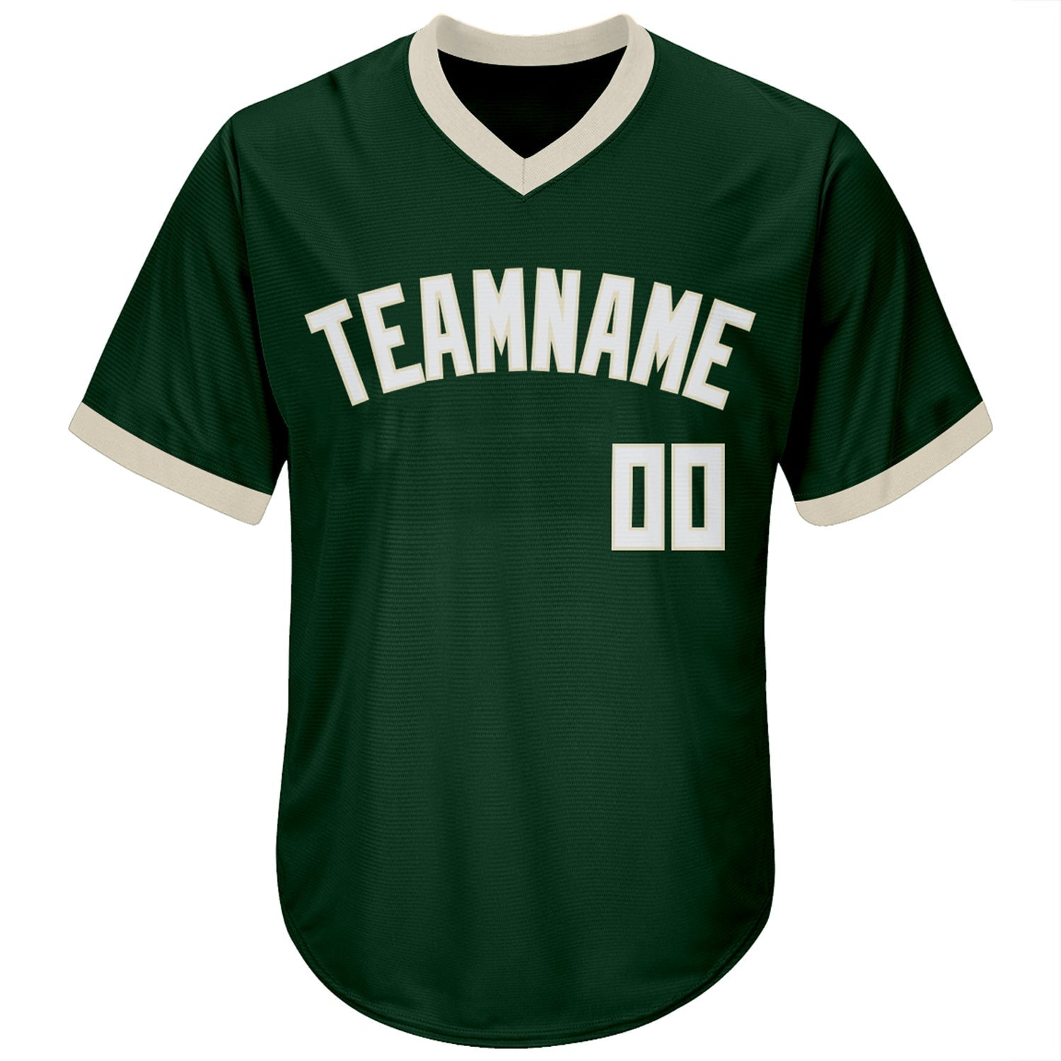 Custom Green White-Cream Authentic Throwback Rib-Knit Baseball Jersey Shirt baseball jersey product view 3