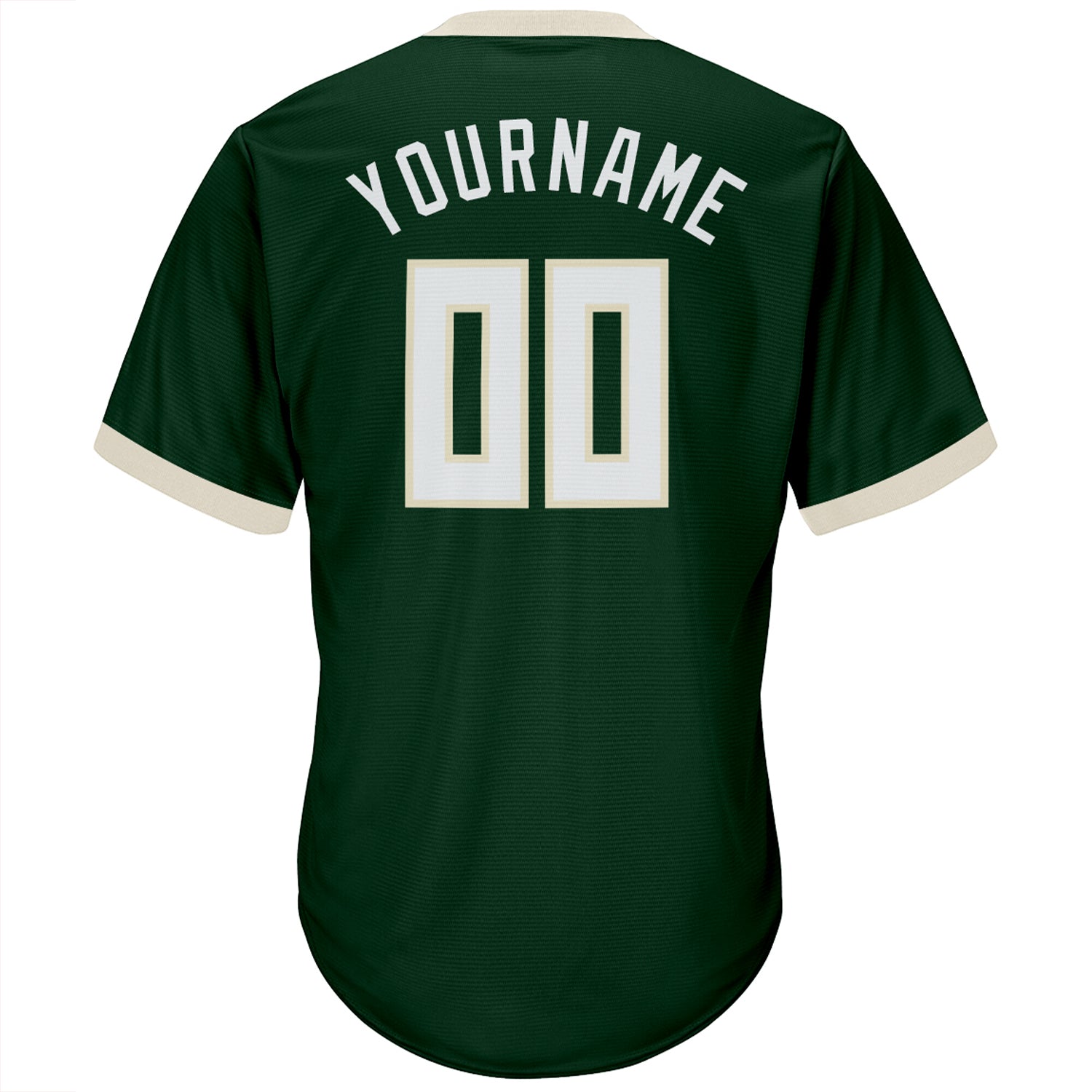 Custom Green White-Cream Authentic Throwback Rib-Knit Baseball Jersey Shirt baseball jersey product view 4