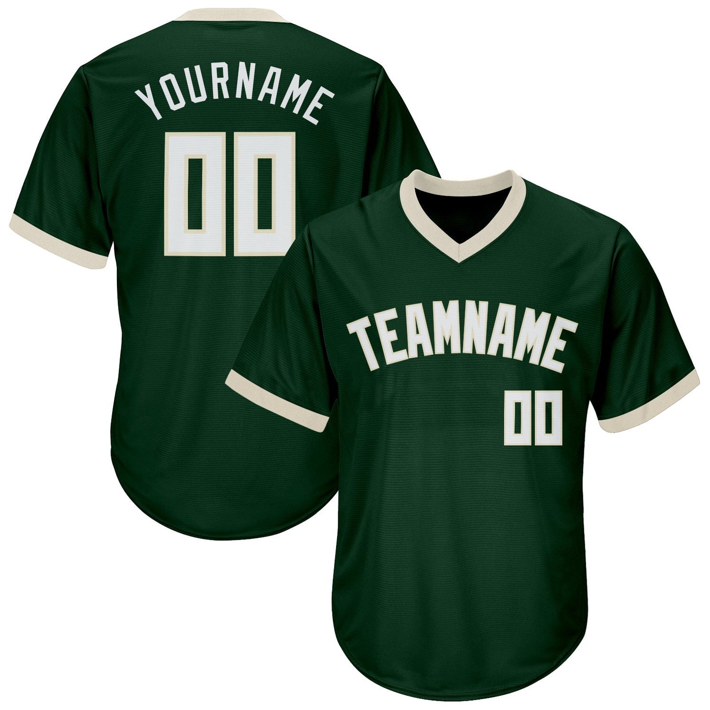 Custom Green White-Cream Authentic Throwback Rib-Knit Baseball Jersey Shirt baseball jersey product view 1