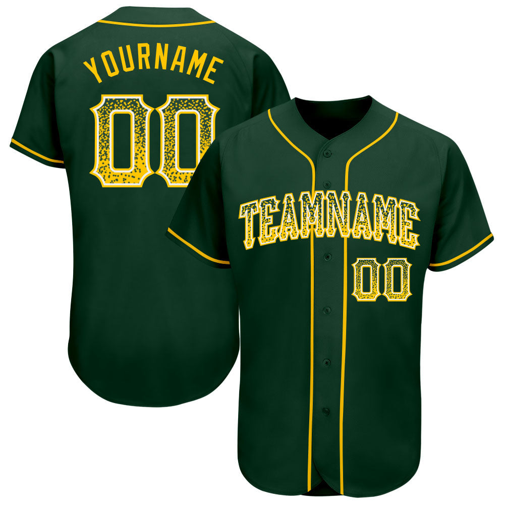 Custom Green Gold-White Authentic Drift Fashion Baseball Jersey baseball jersey product view 1