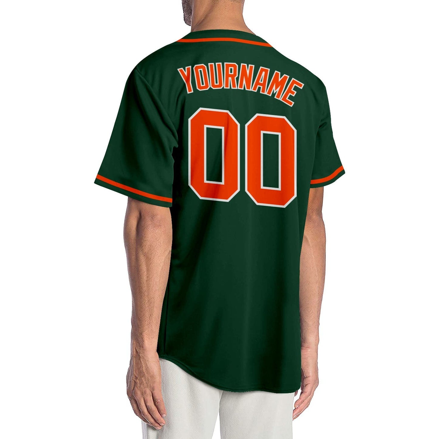 Custom Green Orange-White Authentic Baseball Jersey baseball jersey product view 2