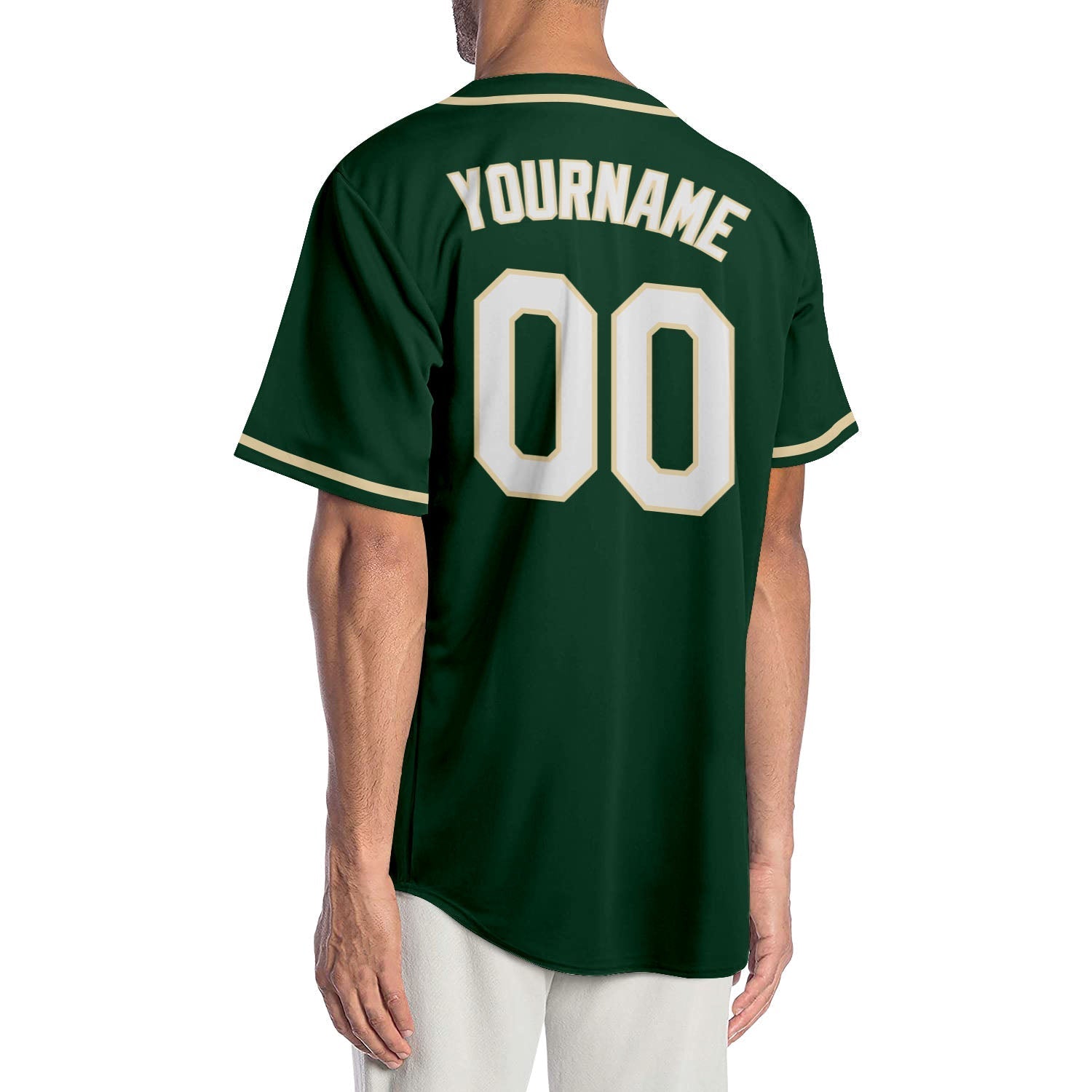 Custom Green White-Cream Authentic Baseball Jersey baseball jersey product view 2