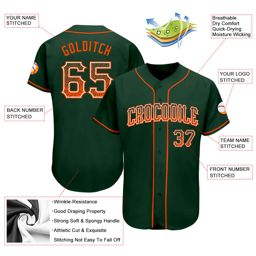 Custom Green Orange-White Authentic Drift Fashion Baseball Jersey baseball jersey product view 3