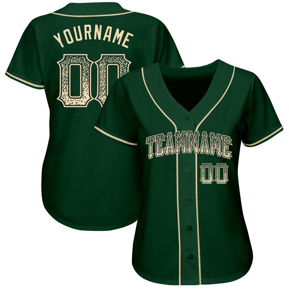 Custom Green Cream-Black Authentic Drift Fashion Baseball Jersey baseball jersey product view 2