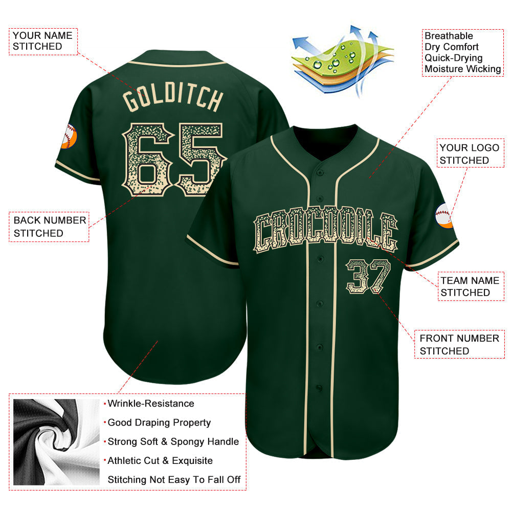 Custom Green Cream-Black Authentic Drift Fashion Baseball Jersey baseball jersey product view 3