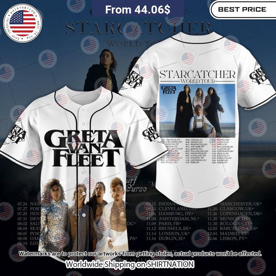Greta Van Fleet Starcatcher Baseball Jersey baseball jersey product view 1