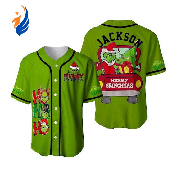 Grinch 1 Christmas Custom Name Baseball Jersey 1 - Bafud baseball jersey product view 1