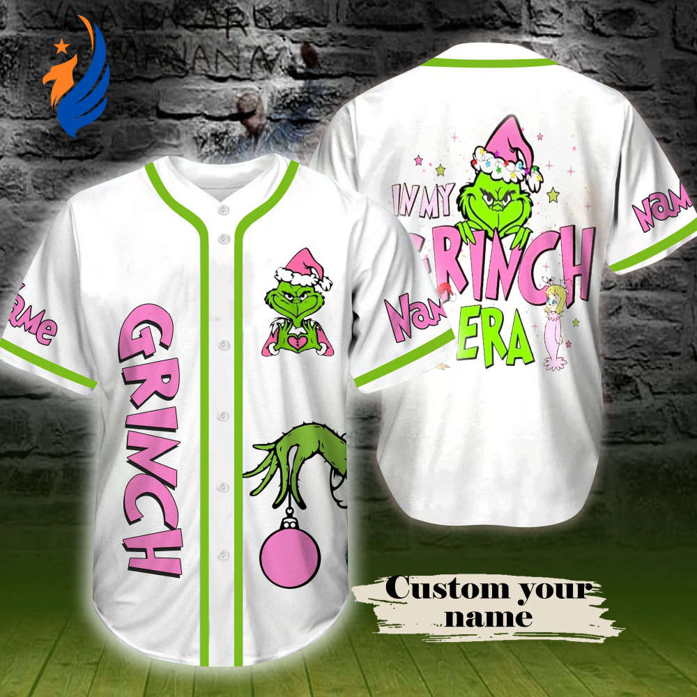 Grinch And Cindy Lou Christmas Custom Name Baseball Jersey - Bafud baseball jersey product view 1