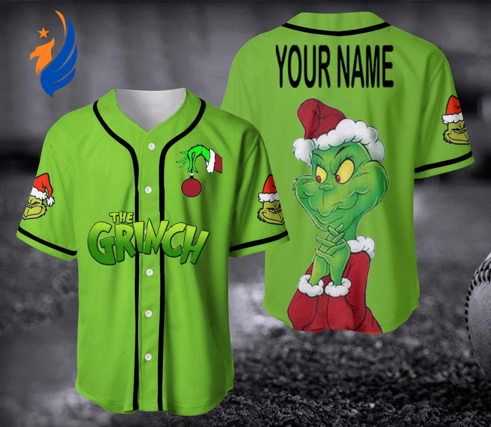 Grinch Baseball Jersey 1 - Bafud baseball jersey product view 1