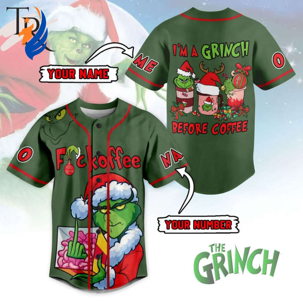 Grinch Christmas Baseball Jersey - Bafud baseball jersey product view 1
