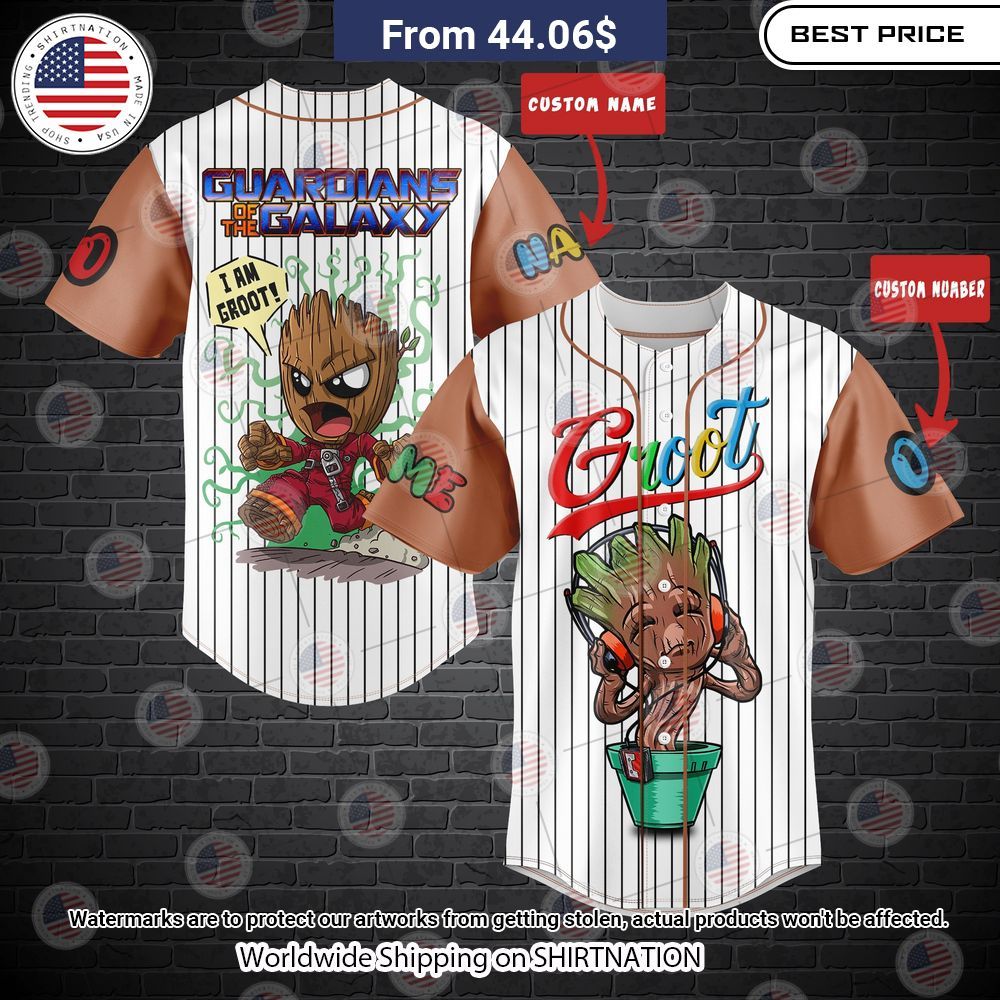 BEST Guardian Of The Galaxy Groot Custom Baseball Jerseys baseball jersey product view 1