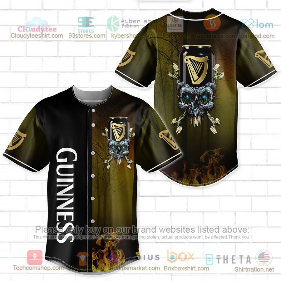 HOT Guinness skull head Baseball Jersey Shirt baseball jersey product view 1