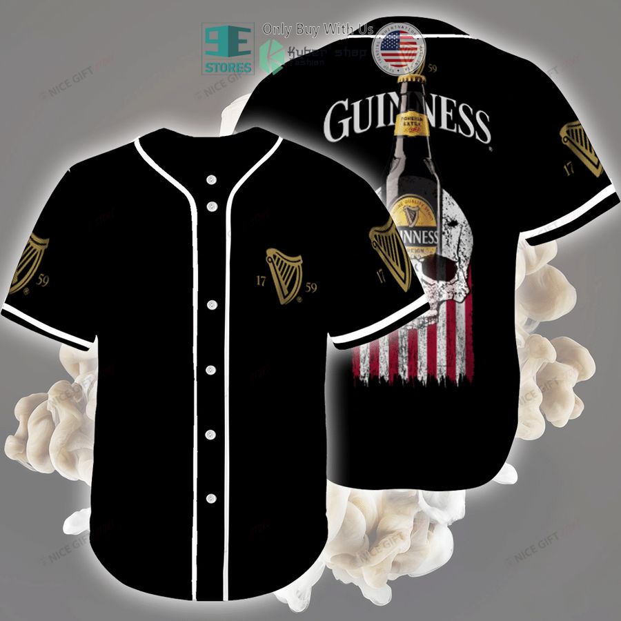 BEST Guinness Skull United States Flag black Baseball Jersey baseball jersey product view 1