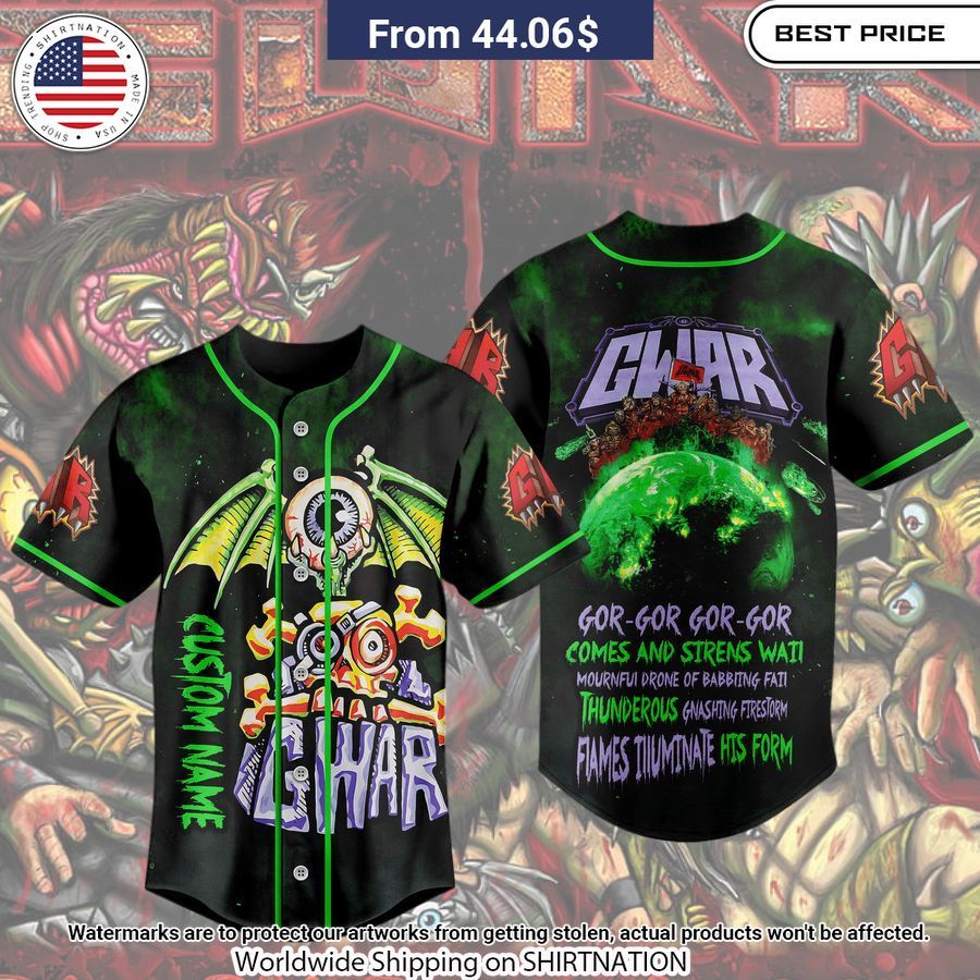 Gwar Gor‐Gor Custom Baseball Jersey baseball jersey product view 1