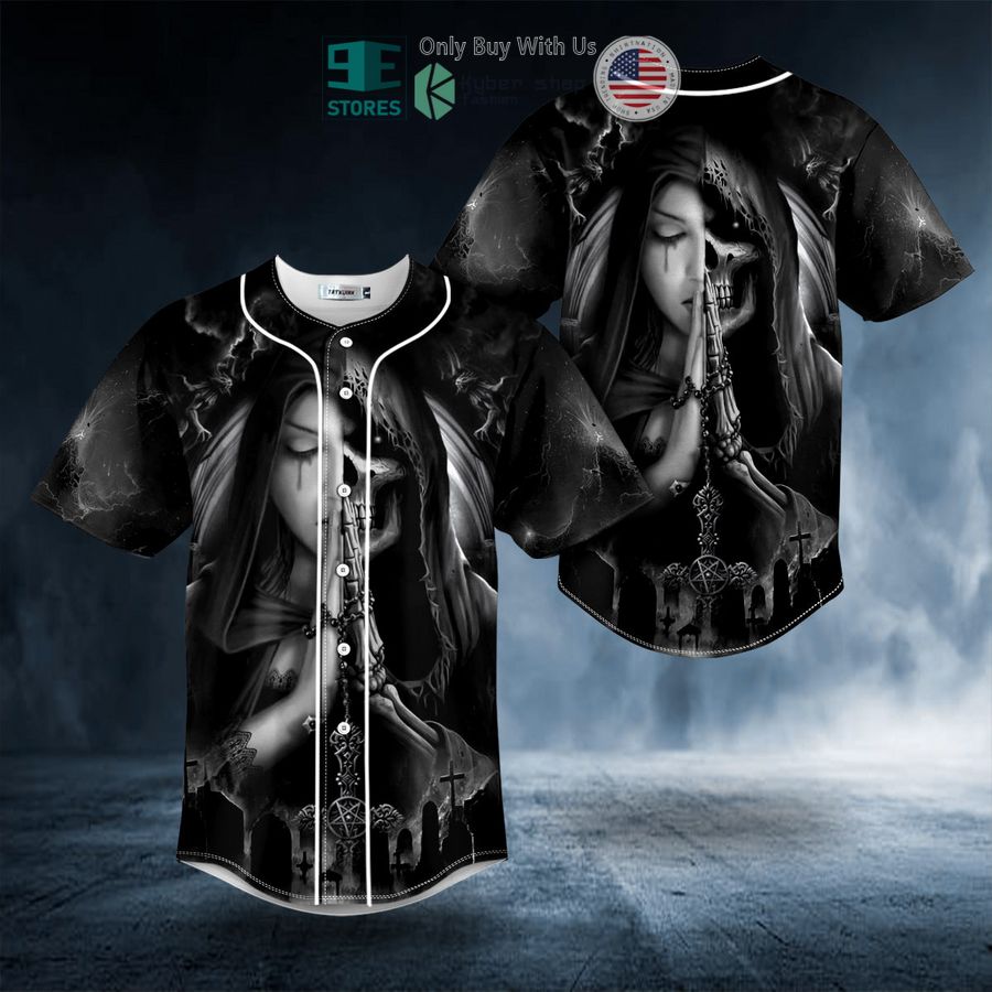 BEST Half Prayer Grim Reaper Skull Baseball Shirt baseball jersey product view 1